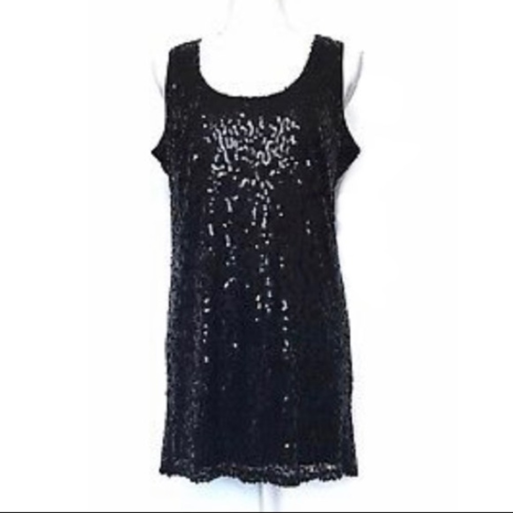 Neiman Marcus Exclusive Black Sequin Slip Dress